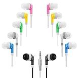 Deal Maniac 10 Pack Multi Color Kid's Wired Earbud Headphones, Disposable Earbuds, Individually Bagged, Perfect for Students in Classroom Libraries Schools, Bulk Wholesale