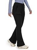 Cycorld Women's Snow Ski Pants Fleece Lined Waterproof Softshell Insulated Flare for Snowboarding Hiking Winter Outdoor(Black, 10)