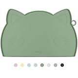 Coomazy Avocado Non-Slip Cat & Dog Feeding Mat - Thicker Silicone Mat with Raised Edge for Food & Water