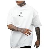 Male Oversize Spring and Summer Trend Young Large Size Printing Short Sleeve T Shirt Top Spandex T (Light Purple, M) Mens Swim Shirt