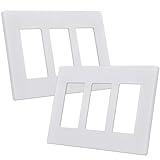 CML 3-Gang Screwless Decorator Wall Plate, 2 Pack Light Switch Covers, Outlet Receptacle Cover, Hidden Screw Smooth Face, Impact Resistant, Standard Size 4.68”X 6.54”, Glossy White