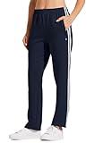 Willit Women's Track Pants Warm Up Athletic Running Sweatpants Sports Training Pants Straight Leg with Zipper Pockets Navy Blue L