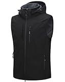 33,000ft Men's Lightweight Softshell Vest Hooded Outerwear Zip Up Fleece Lined Windproof Sleeveless Jacket for Golf Running