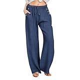 Nantdog Linen Pants Women 2025 Summer Beach Lounge Palazzo Trousers Loose Elastic Plus Size Drawstring with Pockets Pants Sold by Amazon Products only Women Warehouse Sale My # Orders Saved for Later