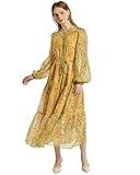 SIXDO G-Yellow Voile Flared Dress for Women, Casual Style and Elegant Statement for Seasonal Gatherings XL