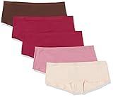 Amazon Essentials Women's Cotton Boyshort Underwear (Available in Plus Size), Pack of 5, Blush/Brown/Burgundy/Pink, 3X