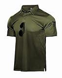 Haimont Tactical Polo Shirts for Men, Mens Outdoor Sport Performance Short Sleeve Quick Dry Polyester Golf Shirts Army Green, 2XL