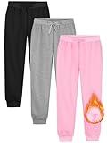 Resinta Girls Fleece Lined Sweatpants Youth Jogger Athletic Pants Kids Pull-On Pants with Pockets and Drawstring