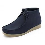 Amali Casual Chukka Boots for Men, High-Top, Lace Up Suede Men's Shoes, Desert Boots with Crepe Rubber Sole - Navy, Size 9.5