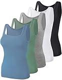 BQTQ 5 Pack Square Neck Tank Tops for Women Sleeveless Ladies Tank Tops with Square Neck Womens Undershirt Tank Tops, XXL