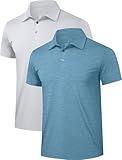 TELALEO 2 Pack Mens Polo Shirts UPF 50+ Quick Dry Performance Golf Summer Shirts Collared Moisture Wicking SetB 2XL