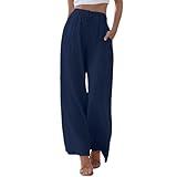 Cruise Essentials 2025 High Waisted Work Pants for Women Business Casual Cotton Linen Summer Palazzo Pants Black Pants for Women Store