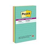 Post-it Super Sticky Notes, 4x6 in, Supernova Neons Collection, Lined, 3 Pads/Pack (4645-3SSAN)