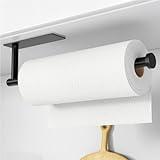 Paper Towel Holder - Self-Adhesive or Drilling, Matte Black Wall Mounted Rack - SUS304 Stainless Steel Kitchen Roll Holder Under Cabinet