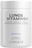 Codeage Lungs Vitamins, A, C, D, E, B6, Milk Thistle Lung Supplement, Zinc & Magnesium, Cordyceps, Reishi, Chaga, Poria, Tylophora, Ginger, Peppermint Leaf Organic Herb Cleanse - Non-GMO - 90 Capsules