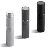 LISAPACK Perfume Travel Refillable Bottle - Atomizer Cologne Spray for Men Portable - Mini Sprayer Empty for Refill - Small Size 8ML Striped (Grey, Black, Silver)