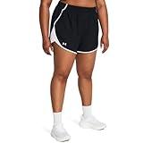Under Armour Womens Fly by Shorts, (002) Black/White/Reflective, 3X-Large