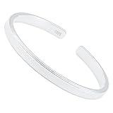 Gecgucy 999 Silver Cuff Bracelets for Women, Women's Adjustable Cuff Bangle Bracelets, Christmas Jewelry Gifts for Mother, Grandma, Wife and Girl friends