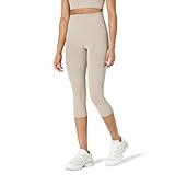 Amazon Essentials Women's Active FormFlex Buttery Soft High Waist 19" Inseam Capri Yoga Workout Leggings with Pockets, Taupe, X-Large