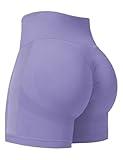 Womens 5" Scrunch Butt Lifting Shorts Workout Gym High Waisted Tummy Control Seamless Booty Yoga Biker Athletic Active Running Short Pants Compression Fitness Clothes Sport Exercise Tights Lilac