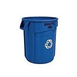 Rubbermaid Commercial Products BRUTE Heavy-Duty Round Trash/Garbage Can, 20-Gallon, Blue, Outdoor Waste Container for Landscapers/Construction/Restaurants/Back of House/Offices/Warehouses