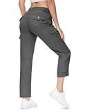 TBMPOY Women's Hiking Pants Quick Dry Convertible Lightweight Roll Up Cargo Pockets Travel Essentials Waterproof Work Deep Gray XS