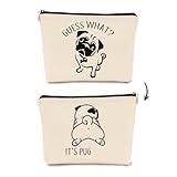 Pug Gift Makeup Bag,Pug Gifts for Pug Lovers,Funny Guess What It's Pug Makeup Bag,Pug gifts for Women Cosmetic Bag Cute Dog Birthday for Teen Girls Daughter Pug Mom Gift