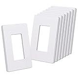 CML Matte White Decorator Screwless Wall Plate, 8 Pack 1-Gang Outlet Covers and Switch Plates, Scratch and Impact Resistant, Hidden Screws, Polycarbonate, Standard Size 2.91” X 4.68”