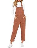 Vetinee Women's Brick Red Adjustable Straps Pockets Boyfriend Denim Bib Overalls Jeans Pants X-Small Size 0 Size 2