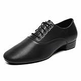Men's Ballroom Dance Shoes Black Leather Sole Tango Salsa Latin Character Shoe (11 / Black)