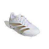 adidas League Predator Firm Ground Sneaker, White/Gold Metallic/Sandy Beige Metallic, 12 US Unisex Little Kid