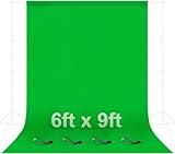 EMART Green Screen Backdrop, 6 x 9 FT Photography Greenscreen Background for Streaming Zoom, Small Photo Muslin Green Curtain with 4 Backdrop Clip