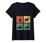 Womens Vaulting Vaulters Equestrian Sports Riding Horse Vintage V-Neck T-Shirt