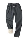 Aprsfn Men's Sherpa Lined Sweatpants Thicken Warm Athletic Pants Sports Jogger (Grey, X-Large)