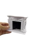 1: 12 Miniature Dollhouse Fireplace, Victorian Style, White Decorative Mantel Decoration Ornament