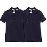 French Toast girls Short Sleeve Stretch Pique - 2 Pack School Uniform Polo Shirt, Navy, 10 12 US