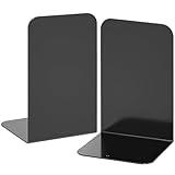 VFINE Bookends 1 Pair, Bookends for Shelves, Metal Black Book Ends for Shelves, Book Ends for Heavy Books, Book Shelf Holder for Home Office