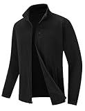 BALEAF Men's Fleece Jackets Full Zip Polar Thermal Winter Outdoor Hiking Recreation Running Coats With Zipper Pockets Black XXL