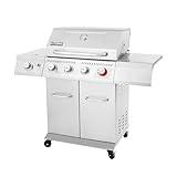 Royal Gourmet GA4402S 4-Burner Propane Gas Grill with Side Burner & Warming Rack, Stainless Steel Gas Grill with 54,000 BTUs Output for Barbecue Grilling & Backyard Cooking, Silver