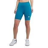 Champion Bike, Authentic, Moisture Wicking, Bikers Shorts for Women, 7" (Plus, Rockin Teal C Logo, X-Small