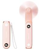 SWEETFULL Portable Handheld Mini Fan with LED Display, 3-in-1 Personal Foldable USB Rechargeable Hand Held Fan & Flashlight for Travel, Lash Eyelash, Cute Small Pocket for Women, Girls