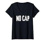 Womens NO-CAP, Funny Gen-Z & Gen Alpha Slang V-Neck T-Shirt