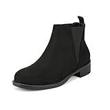 DREAM PAIRS Women's Ankle Boots Chunky Low Heel Chelsea Booties Slip On Elastic Fall Short Boots,Size 8.5,Black,ISABELLA-2