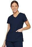 Dickies Women's Signature V-neck Top With Multiple Patch Pockets medical scrubs shirts, Navy, Medium US