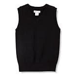 Amazon Essentials Boys' Uniform Cotton V-Neck Sweater Vest, Black, X-Large