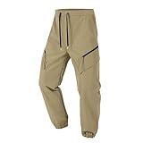 Mens Lightweight Hiking Pants Quick Dry Stretch Taperd Joggers Cargo Elastic Waist Sweatpants Water Resistant with Zipper Pockets 2025 Workout Athletic Work Clothes Active 01# Khaki Plus Size 4X