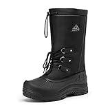 NORTIV 8 Men's Waterproof Hiking Winter Snow Boots Insulated Fur Liner Lightweight Outdoor Booties Black Size 10 M US MOUNTAINEER-2M