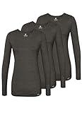 Adar Uniforms, Underscrubs for Women 3 Pack - Long Sleeve Underscrub Comfort Tee - 2903 - Heather Charcoal - XL