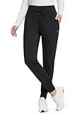 BALEAF Women's Petite Fleece Lined Pants Waterproof Joggers Sweatpants High Waisted Leggings Travel Hiking Running Cold Warm Black XS