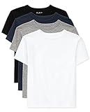 The Children's Place boys Short Sleeve Basic Layering T-shirt Polo Shirt, Black/New Navy/Smoke/White 4 Pack, XX-Large US